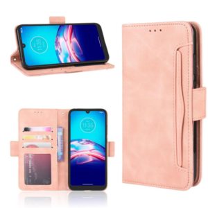 For Motorola Moto E6i Skin Feel Calf Pattern Horizontal Flip Leather Case with Holder & Card Slots & Photo Frame(Pink) (OEM)