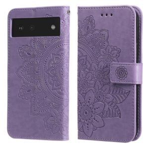For Google Pixel 6 7-petal Flowers Embossing Pattern Horizontal Flip PU Leather Case with Holder & Card Slots & Wallet & Photo Frame(Light Purple) (OEM)
