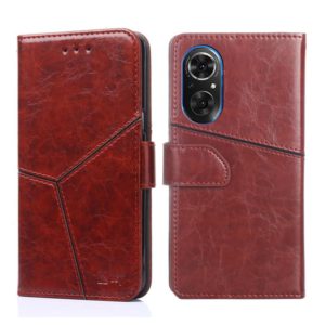 For Honor 50 SE Geometric Stitching Horizontal Flip Leather Phone Case(Dark Brown) (OEM)