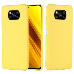 For Xiaomi Poco X3 NFC Pure Color Liquid Silicone Shockproof Full Coverage Case(Yellow) (OEM)