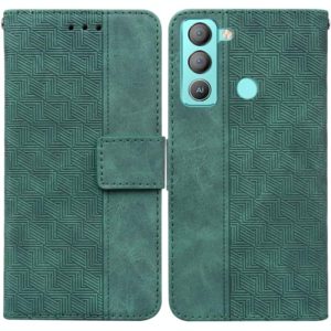 For Tecno Pop 5 LTE BD4 Geometric Embossed Leather Phone Case(Green) (OEM)