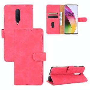 For OnePlus 8 Solid Color Skin Feel Magnetic Buckle Horizontal Flip Calf Texture PU Leather Case with Holder & Card Slots & Wallet(Rose Red) (OEM)