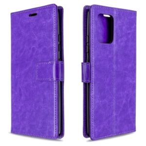 For Galaxy A91 Crazy Horse Texture Horizontal Flip Leather Case with Holder & Card Slots & Wallet & Photo Frame(purple) (OEM)