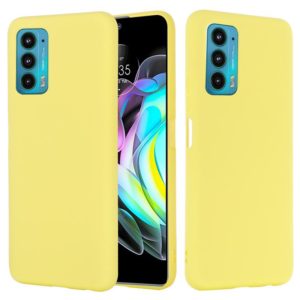 For Motorola Moto Edge 20 Pro Pure Color Liquid Silicone Shockproof Full Coverage Phone Case(Yellow) (OEM)
