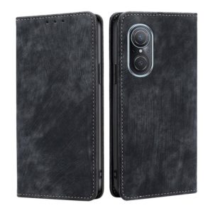 For Huawei Nova 9 SE 4G RFID Anti-theft Brush Magnetic Leather Phone Case(Black) (OEM)