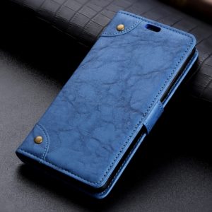 Copper Buckle Retro Crazy Horse Texture Horizontal Flip Leather Case for Xiaomi Redmi 6 Pro, with Holder & Card Slots & Wallet (Blue) (OEM)