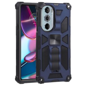 For Motorola Edge 30 Pro Shockproof TPU + PC Magnetic Protective Phone Case with Holder(Blue) (OEM)