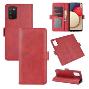 For Samsung Galaxy A02s (EU Version) Dual-side Magnetic Buckle Horizontal Flip Leather Case with Holder & Card Slots & Wallet(Red) (OEM)