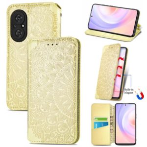 For Honor 50 SE Blooming Mandala Embossed Pattern Magnetic Horizontal Flip Leather Case with Holder & Card Slots & Wallet(Yellow) (OEM)