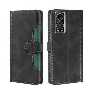 For ZTE Axon 30 5G Skin Feel Straw Hat Magnetic Buckle Leather Phone Case(Black) (OEM)