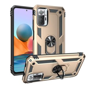 For Xiaomi Redmi Note 10 Pro Shockproof TPU + PC Protective Case with 360 Degree Rotating Holder(Gold) (OEM)