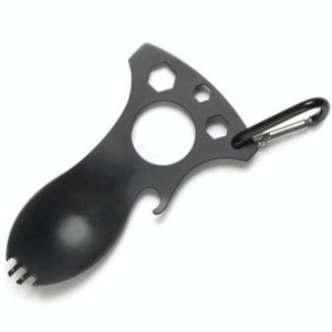 Outdoor Multifunctional Camping Spoon Stainless Steel Tableware Portable Picnic Tableware Fork And Spoon(Black) (OEM)