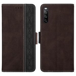 For Sony Xperia 10 III Stitching Side-Magnetic RFID Leather Phone Case(Coffee) (OEM)