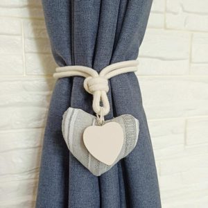 A005 Cotton And Linen Curtain Magnet Bandage Free Perforated Tassel Curtain Buckle(Grey Stripes) (OEM)