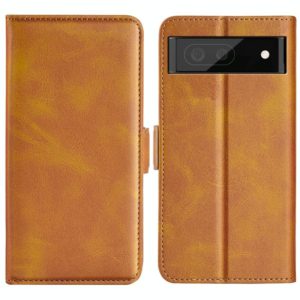 For Google Pixel 7 Pro Dual-side Magnetic Buckle Leather Phone Case(Yellow) (OEM)