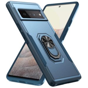 For Google Pixel 6 Pro Pioneer Armor Heavy Duty PC + TPU Holder Phone Case(Blue) (OEM)