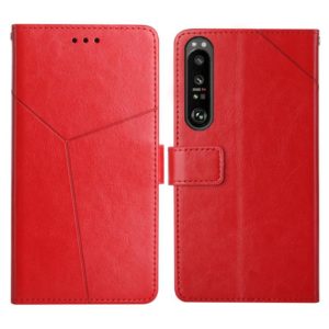 For Sony Xperia 5 III Y Stitching Horizontal Flip Leather Phone Case with Holder & Card Slots & Wallet & Photo Frame(Red) (OEM)