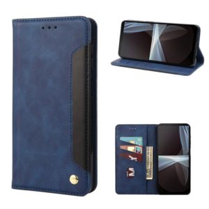 For Sony Xperia 10 IV Skin Feel Splicing Leather Phone Case(Blue) (OEM)