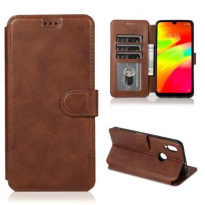 For Xiaomi Redmi 7 Calf Texture Magnetic Buckle Horizontal Flip Leather Case with Holder & Card Slots & Wallet & Photo Frame(Coffee) (OEM)