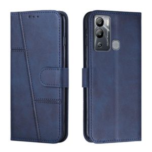 For Infinix Hot 12i Stitching Calf Texture Buckle Leather Phone Case(Blue) (OEM)
