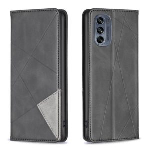 For Motorola Moto G62 Prismatic Invisible Magnetic Leather Phone Case(Black) (OEM)