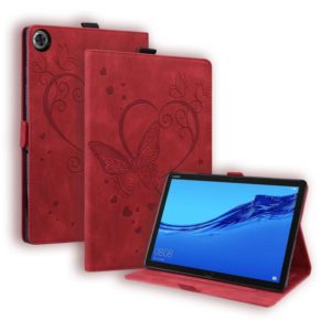 For Huawei MediaPad M5 Lite 8 / Honor Tab 5 Love Butterfly Pattern Horizontal Flip Leather Case with Holder(Red) (OEM)