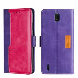 For Nokia C01 Plus/C1 2nd Editon Contrast Color Side Buckle Leather Phone Case(Purple + Rose Red) (OEM)