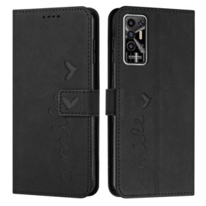 For Tecno Pova 2 Skin Feel Heart Pattern Leather Phone Case(Black) (OEM)