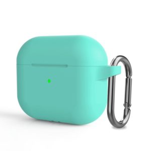 Silicone Thickening Wireless Earphone Protective Case with Hook For AirPods 3(Mint Green) (OEM)