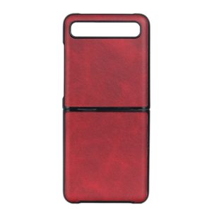 For Galaxy Z Flip Two-color Cow Leather Texture Folding Protective Case(Red) (OEM)