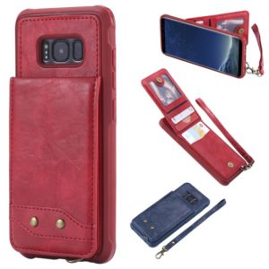 For Galaxy S8 Vertical Flip Shockproof Leather Protective Case with Short Rope, Support Card Slots & Bracket & Photo Holder & Wallet Function(Red) (OEM)