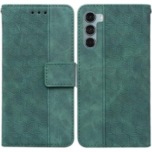 For Motorola Moto G200 5G / Edge S30 Geometric Embossed Leather Phone Case(Green) (OEM)
