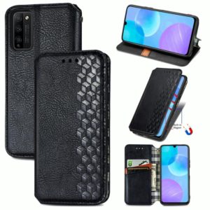 For Huawei Honor 30 Lite Cubic Grid Pressed Horizontal Flip Magnetic PU Leather Case with Holder & Card Slots & Wallet(Black) (OEM)