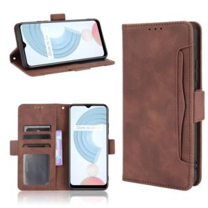 For OPPO Realme C21 Skin Feel Calf Pattern Horizontal Flip Leather Case with Holder & Card Slots & Photo Frame(Brown) (OEM)