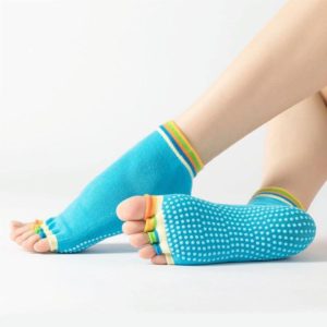 3 Pair Open-Toe Yoga Socks Indoor Sports Non-Slip Five-Finger Dance Socks, Size: One Size(Color Sky Blue) (OEM)