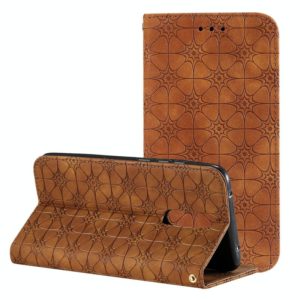 For Xiaomi Redmi 8A Lucky Flowers Embossing Pattern Magnetic Horizontal Flip Leather Case with Holder & Card Slots(Brown) (OEM)