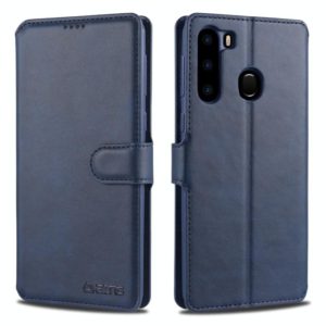 For Samsung Galaxy A21 AZNS Calf Texture Horizontal Flip Leather Case, with Holder & Card Slots & Wallet & Photo Frame(Blue) (AZNS) (OEM)