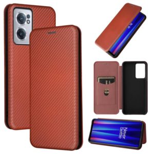 For OnePlus Nord CE 2 5G Carbon Fiber Texture Horizontal Flip Leather Phone Case(Brown) (OEM)