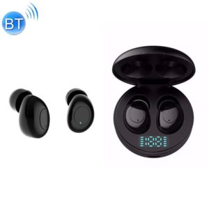 J1 TWS Digital Display Bluetooth V5.0 Wireless Earphones with LED Charging Box(Black) (OEM)