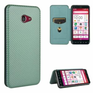 For Kyocera Katan Sumaho 2 (A001KC) Carbon Fiber Texture Horizontal Flip TPU + PC + PU Leather Case with Card Slot(Green) (OEM)