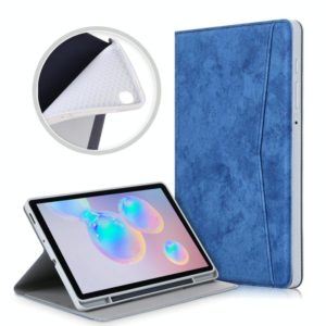 For Samsung Galaxy Tab S6 Lite P610/P615 Marble Cloth Texture TPU Horizontal Flip Leather Case with Holder & Card Slot & Pen Slot(Blue) (OEM)