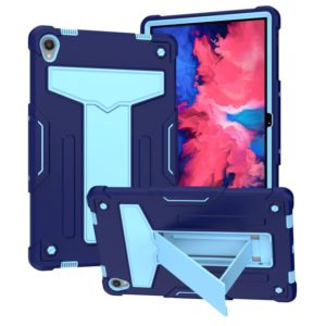 For Lenovo Tab P11 (Tab-J606F) T-shaped Bracket Contrast Color Shockproof PC + Silicone Flat Protective Case(Navy Blue + Blue) (OEM)