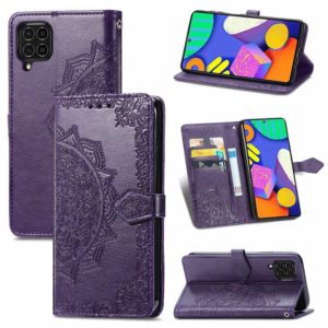 For Samsung Galaxy F62 / M62 Mandala Embossing Pattern Horizontal Flip Leather Case with Holder & Card Slots & Wallet & Lanyard(Purple) (OEM)