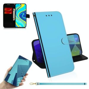 For Xiaomi Redmi Note 9 Pro Lmitated Mirror Surface Horizontal Flip Leather Case with Holder & Card Slots & Wallet & Lanyard(Blue) (OEM)