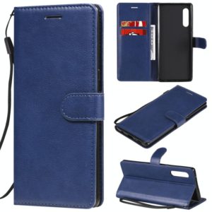 For LG G9 Solid Color Horizontal Flip Protective Leather Case with Holder & Card Slots & Wallet & Photo Frame & Lanyard(Blue) (OEM)