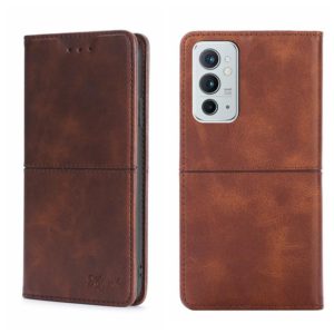 For OnePlus 9RT 5G Cow Texture Magnetic Horizontal Flip Leather Phone Case(Dark Brown) (OEM)