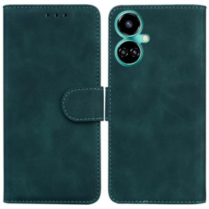 For Tecno Camon 19 Skin Feel Pure Color Flip Leather Phone Case(Green) (OEM)