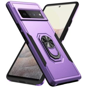 For Google Pixel 6 Pro Pioneer Armor Heavy Duty PC + TPU Holder Phone Case(Purple + Black) (OEM)