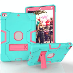 For iPad 4 / 3 / 2 Silicone + PC Protective Case with Stand(Mint Blue + Red) (OEM)