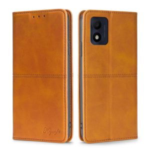 For Alcatel 1B 2022 Cow Texture Magnetic Horizontal Flip Leather Phone Case(Light Brown) (OEM)